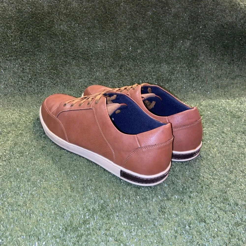 Jousen Milan Men’s 14 Brown Leather Lace-Up Shoes Sneakers Round Toe